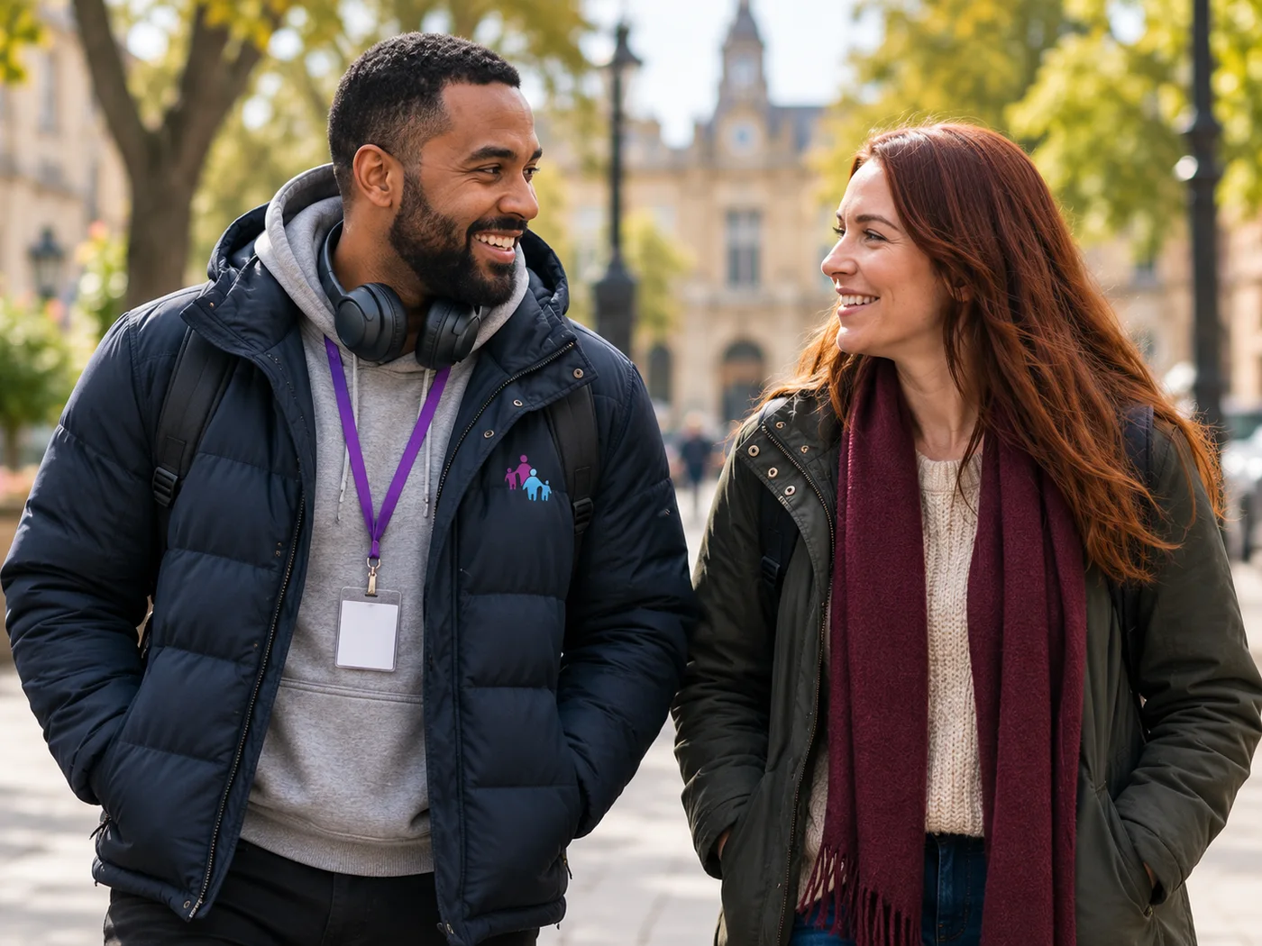 TSCCP campaign: a support worker and a woman enjoying a walk
