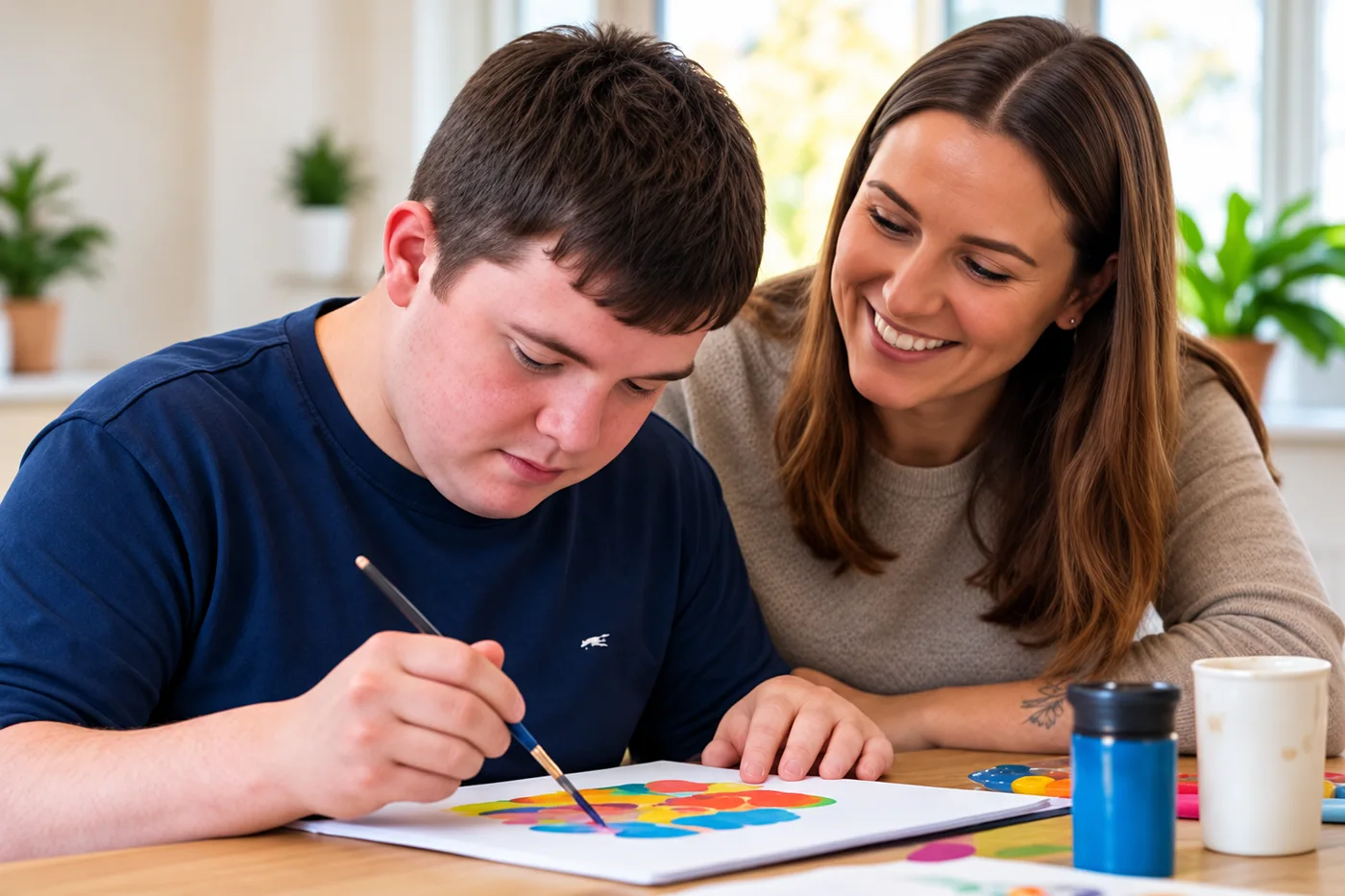 TSCCP campaign: a support worker helping a man with an everyday activity
