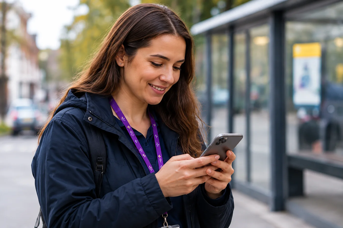 TSCCP campaign: a care professional checking information on her phone