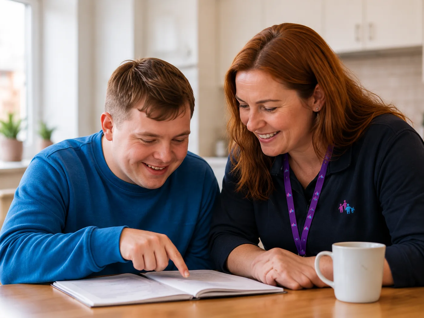 TSCCP campaign: two colleagues discussing work information