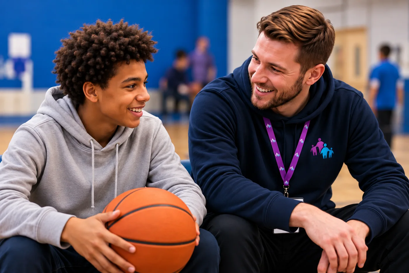 TSCCP campaign: a support worker and a young man taking part in a community activity